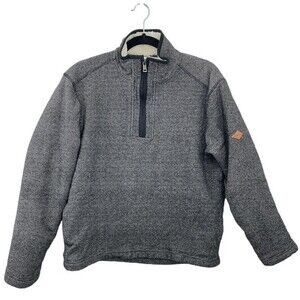 Orvis Men’s Fleece Lined Quarter Zip‎ Pullover Size MEDIUM Heathered Grey Black